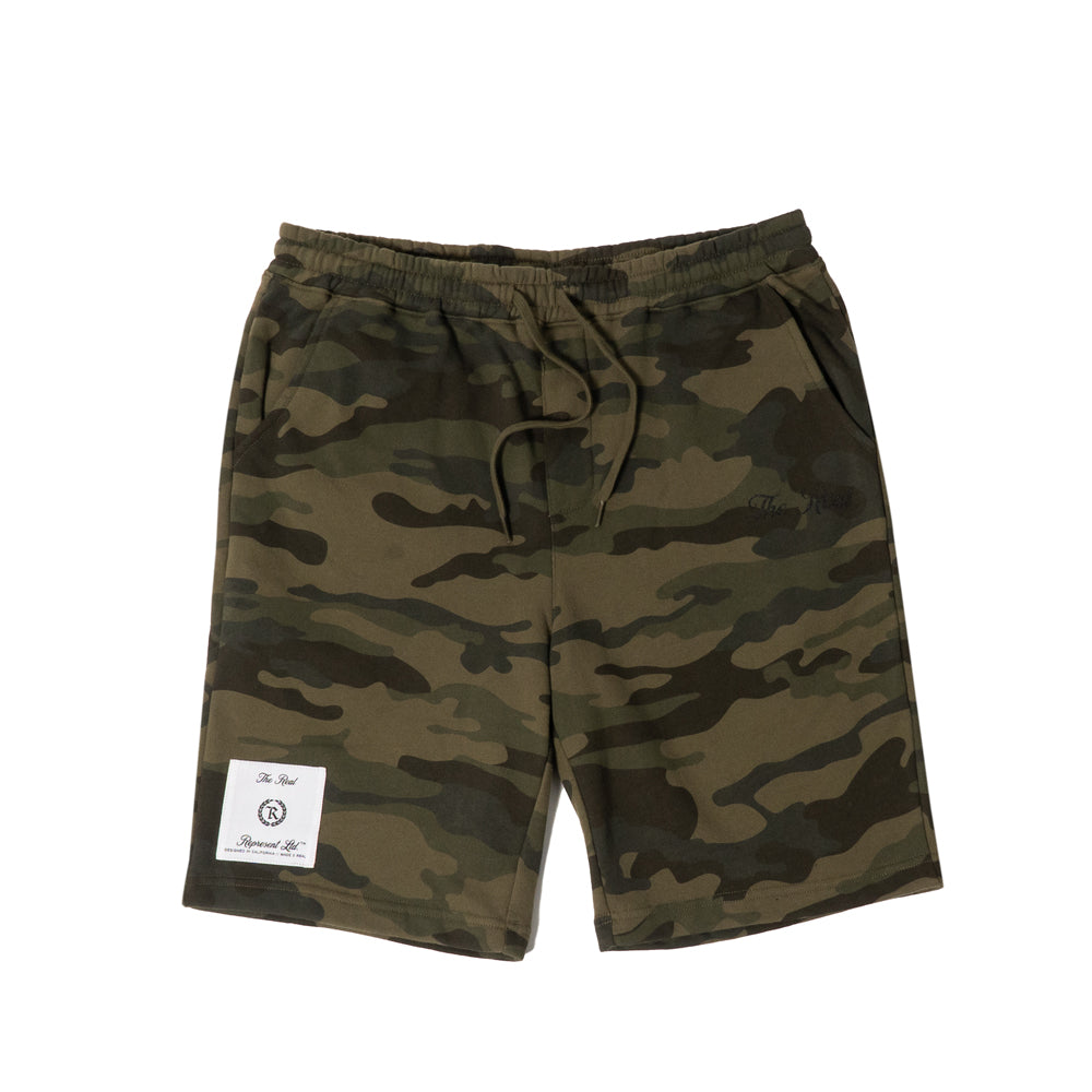 The Real Woven Patch Label Fleece Shorts [FOREST CAMO] – Represent Ltd.™